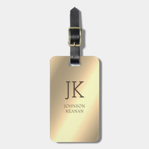 Modern Elegant Gold Metallic monogrammed Name  Luggage Tag