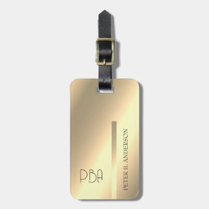 Modern Elegant Gold Metallic monogrammed Name  Luggage Tag