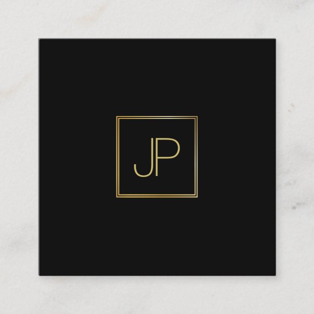 Modern Elegant Gold Monogram Luxurious Template Square Business Card (Front)