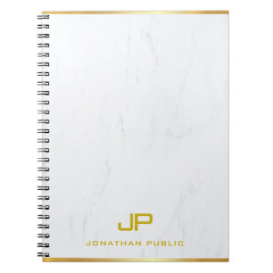 Modern Elegant Gold Monogram Marble Template Notebook