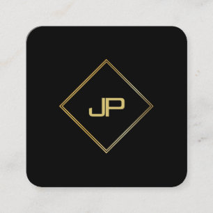 Modern Elegant Gold Monogrammed Luxury Template Square Business Card