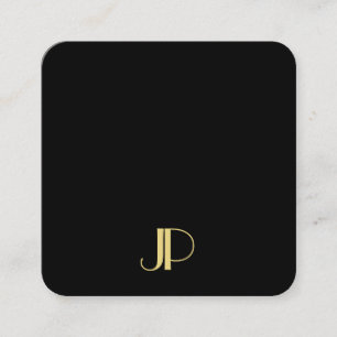 Modern Elegant Gold Monogrammed Luxury Template Square Business Card