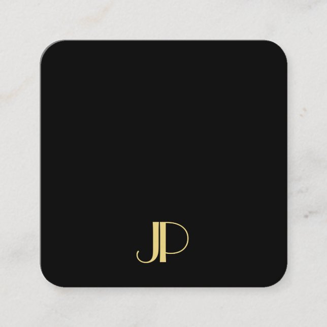 Modern Elegant Gold Monogrammed Luxury Template Square Business Card (Front)