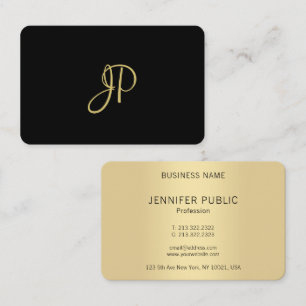 Modern Elegant Gold Monogrammed Template Business Card