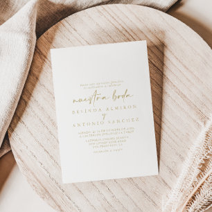 Modern Elegant Gold Nuestra Boda Wedding Invitation