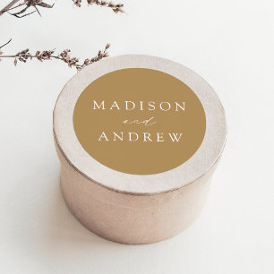 Modern Elegant Gold Personalised Wedding Classic Round Sticker