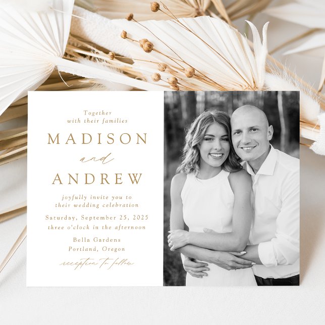 Modern Elegant Gold Photo Wedding Invitation (Creator Uploaded)