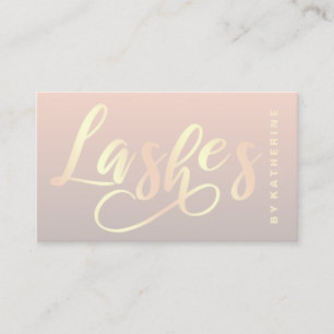 Modern elegant gold pink & grey lashes extension business card