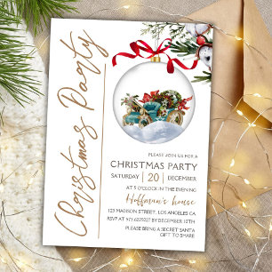 Modern Elegant Gold Script Christmas Party Invitation