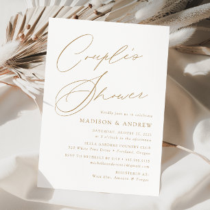 Modern Elegant Gold Script Couple's Shower Invitation