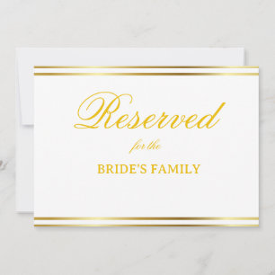 Modern Elegant Gold Script Wedding Reserved Sign