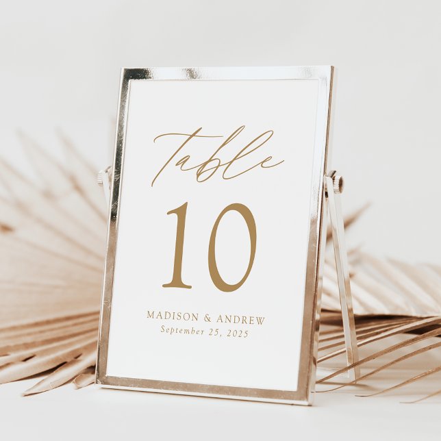 Modern Elegant Gold Script Wedding Table Number (Creator Uploaded)