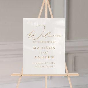 Modern Elegant Gold Script Wedding Welcome Acrylic Sign