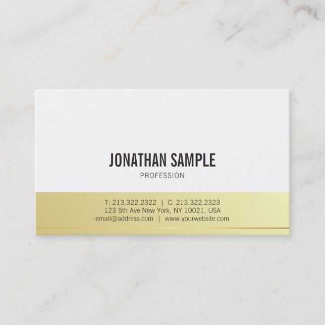 Modern Elegant Gold Simple Professional Design Business Card (Front)