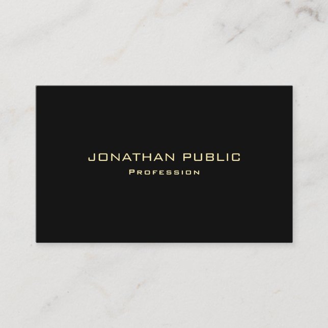 Modern Elegant Gold Text Black Template Luxurious Business Card (Front)
