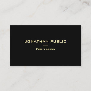 Modern Elegant Gold Text Black Template Top Trendy Business Card
