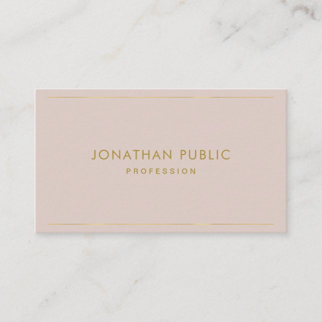 Modern Elegant Gold Text Minimalist Template Business Card (Front)