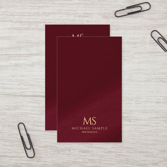 Modern Elegant Gold Text Monogram Vertical Oceania Business Card (Front/Back In Situ)