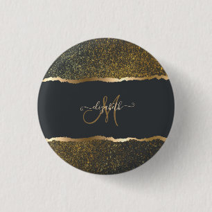 Modern Elegant Gold Touch Monogram 3 Cm Round Badge