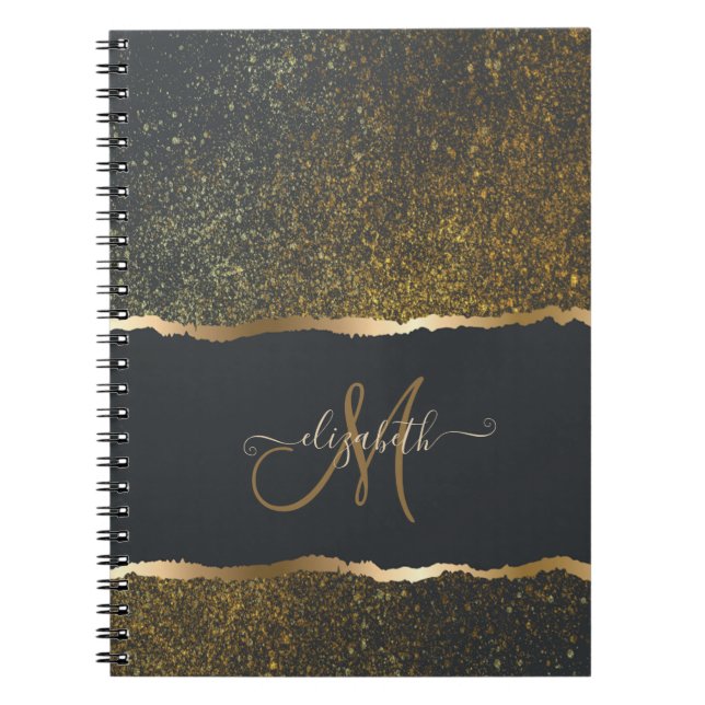 Modern Elegant Gold Touch Monogram Notebook (Front)