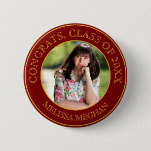 Modern Elegant Gold Typography Graduate Photo Gift 6 Cm Round Badge