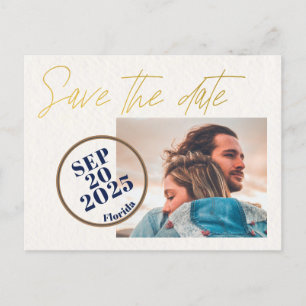 Modern Elegant Gold Typography SAVE THE DATE Announcement Postcard