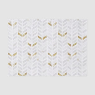 Modern Elegant Gold White Grey Painted Chevron Tissue Paper