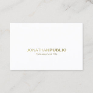 Modern Elegant Gold White Minimalist Chic Plain Business Card