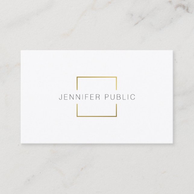 Modern Elegant Gold White Professional Template Business Card (Front)