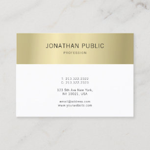 Modern Elegant Gold White Simple Professional Business Card