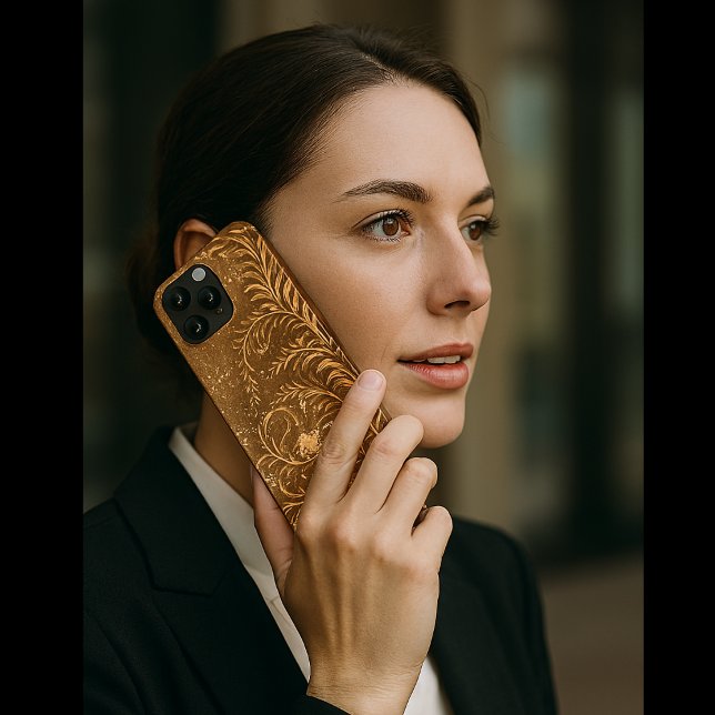 Modern elegant  golden floral curve Case-Mate iPhone case (Creator Uploaded)