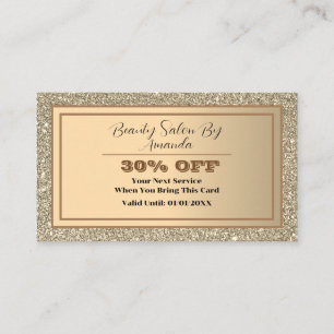 Modern Elegant Golden Foli Glitter Glamourous Salo Discount Card
