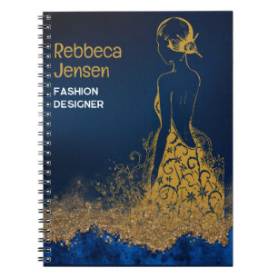 Modern Elegant golden Gown Summer Fashion  Notebook