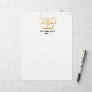 Modern & Elegant Golden Honey Beekeeper Custom Letterhead