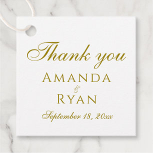 Modern Elegant Golden Script Wedding Favour Tags