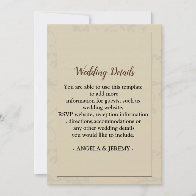 modern elegant golden  Wedding Reception Invitation (Front)