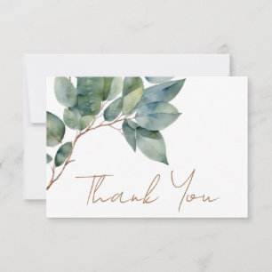 Modern elegant graceful green gold eucalyptus card