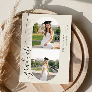 Modern Elegant Grad Arch Photo Collage Graduation Invitation