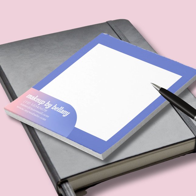 Modern Elegant Gradient Blue Pink Makeup Artist Notepad (Creator Uploaded)