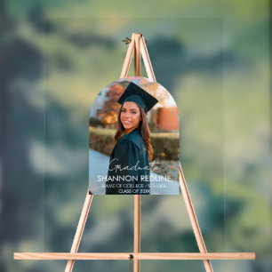 Modern Elegant Graduate Photo Signature Acrylic Sign
