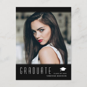 Modern Elegant Graduate Stylish Photo Announcement Postcard