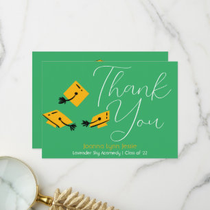 Modern Elegant Graduation gold Cap Thanks Script Thank You Card