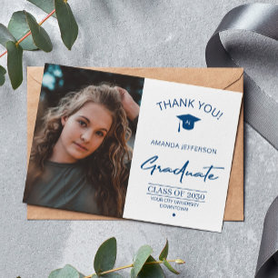 Modern elegant graduation photo graduate thank you card