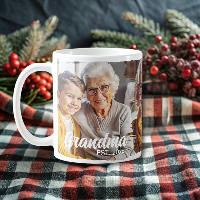 Modern elegant grandma personalised photo collage  coffee mug (Creator Uploaded)