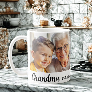 Modern elegant grandma personalised photo collage coffee mug