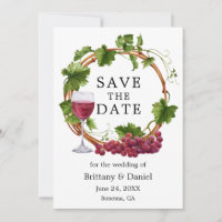 Modern Elegant Grape Vines Watercolor Wreath