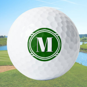 Modern Elegant Green and White Custom Monogram Golf Balls