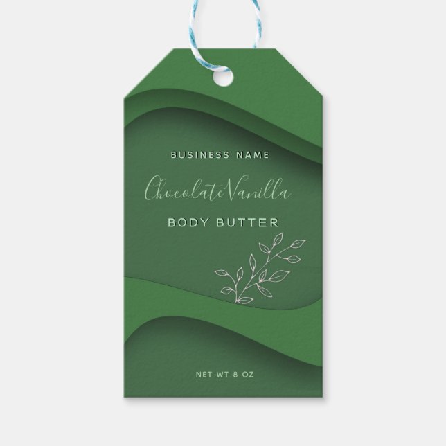 Modern elegant green botanical cosmetics label (Front)