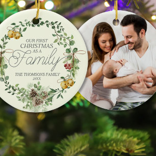 Modern Elegant Green Botanical Floral Christmas  Ceramic Tree Decoration