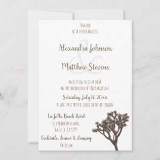 Modern Elegant Green Brown Joshua Tree Wedding Invitation